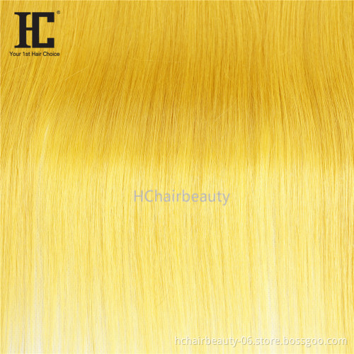 Brazilian Straight Hair Bundles With Closure Dark Roots Ombre Bundles With Closure Ombre Yellow Remy Human Hair